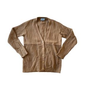 Prada wool tan brown cardigan